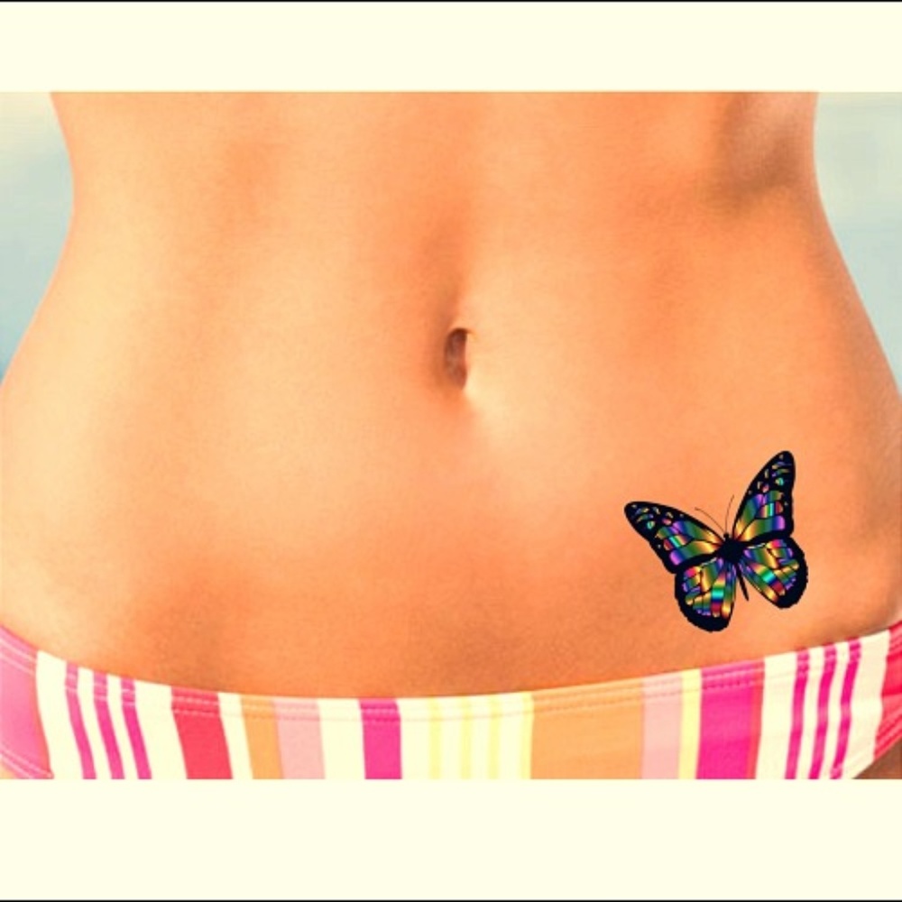 Rainbow Butterfly Women's Faux Tattoo